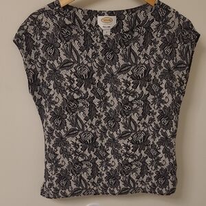 New York & Company Black Floral Lace Blouse Size 8